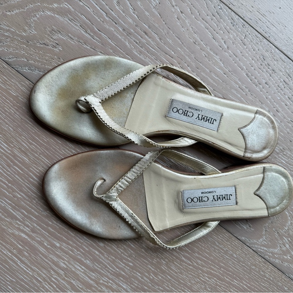 Jimmy Choo Silver Sandals Minimalist Design